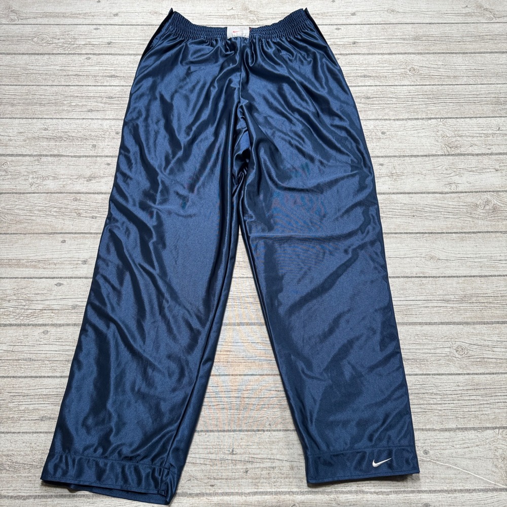 Vintage Nike Track Pants Men's Large Blue Snap Side Breakaway Swoosh Athletic